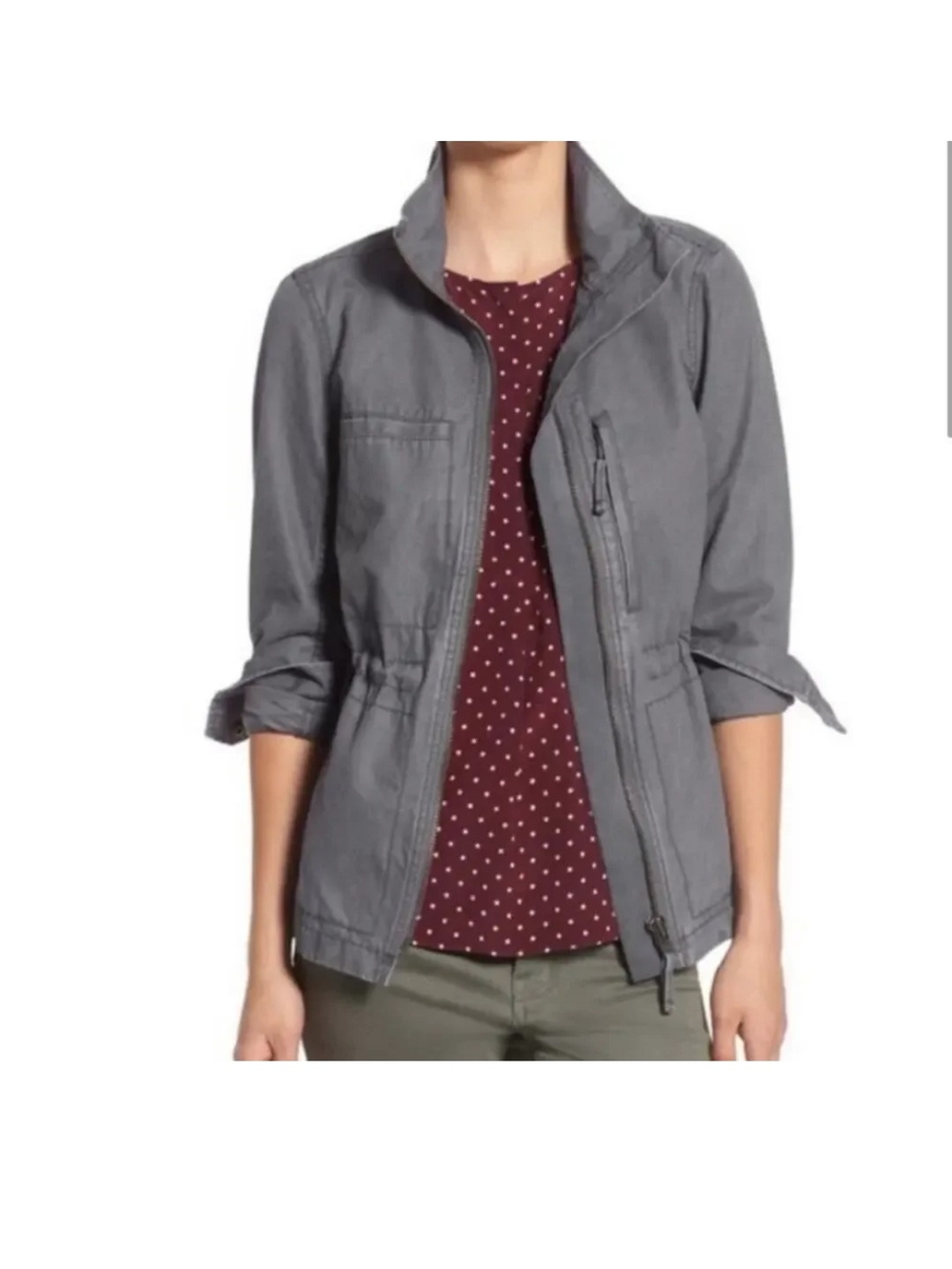 Gray Women's Casual Utility Jacket